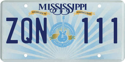 MS license plate ZQN111