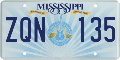 MS license plate ZQN135