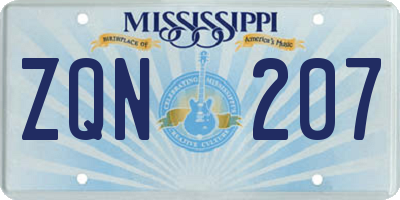 MS license plate ZQN207
