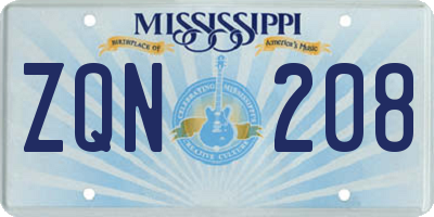 MS license plate ZQN208
