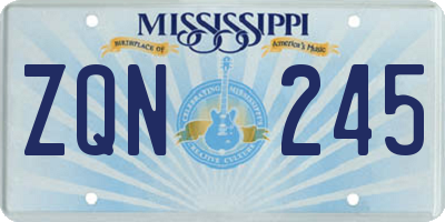 MS license plate ZQN245