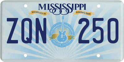 MS license plate ZQN250