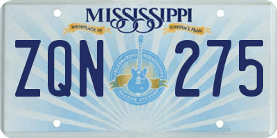 MS license plate ZQN275