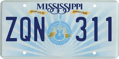 MS license plate ZQN311