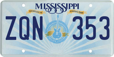 MS license plate ZQN353