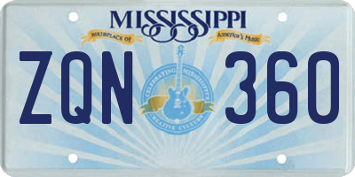 MS license plate ZQN360