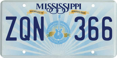 MS license plate ZQN366