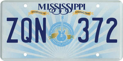MS license plate ZQN372