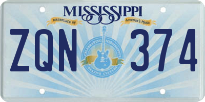 MS license plate ZQN374