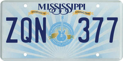 MS license plate ZQN377