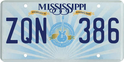MS license plate ZQN386