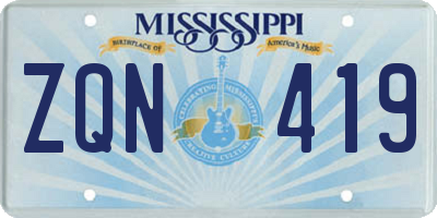 MS license plate ZQN419