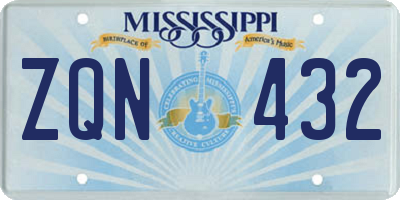 MS license plate ZQN432