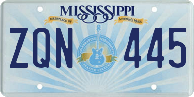 MS license plate ZQN445