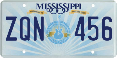 MS license plate ZQN456