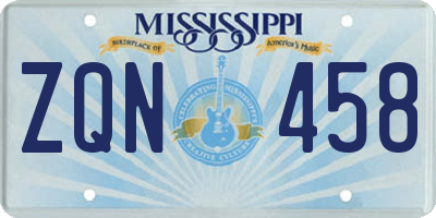 MS license plate ZQN458