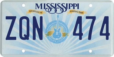 MS license plate ZQN474