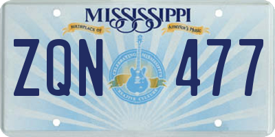 MS license plate ZQN477