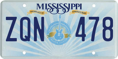 MS license plate ZQN478