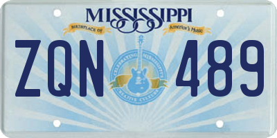 MS license plate ZQN489