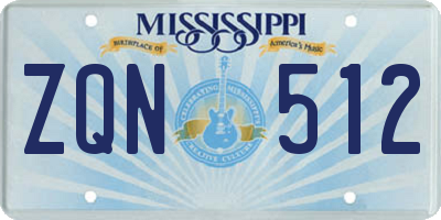 MS license plate ZQN512