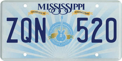MS license plate ZQN520