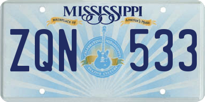 MS license plate ZQN533