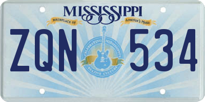 MS license plate ZQN534