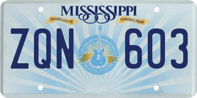 MS license plate ZQN603