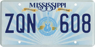 MS license plate ZQN608