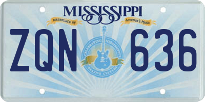 MS license plate ZQN636