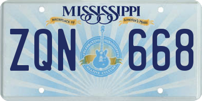 MS license plate ZQN668