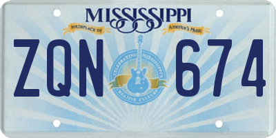 MS license plate ZQN674