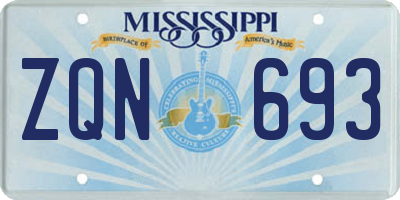 MS license plate ZQN693