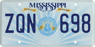 MS license plate ZQN698