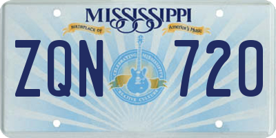 MS license plate ZQN720