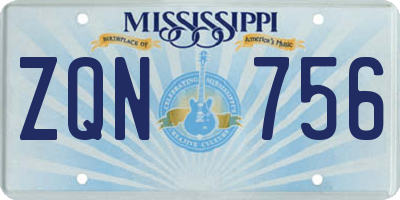 MS license plate ZQN756