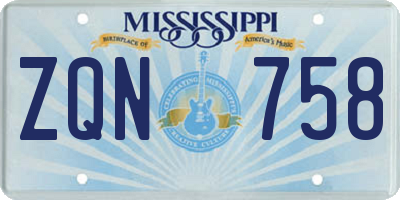MS license plate ZQN758