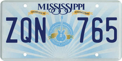 MS license plate ZQN765