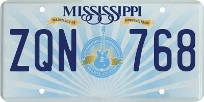 MS license plate ZQN768