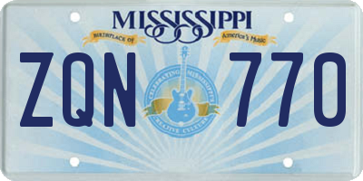 MS license plate ZQN770