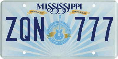 MS license plate ZQN777