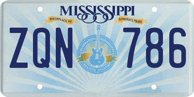 MS license plate ZQN786
