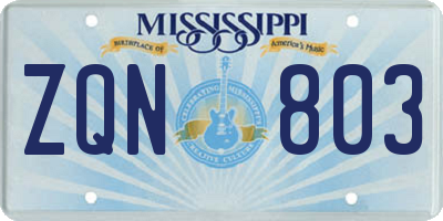 MS license plate ZQN803