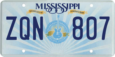 MS license plate ZQN807