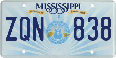MS license plate ZQN838