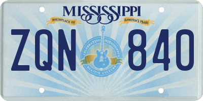 MS license plate ZQN840