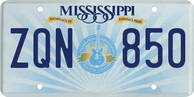 MS license plate ZQN850
