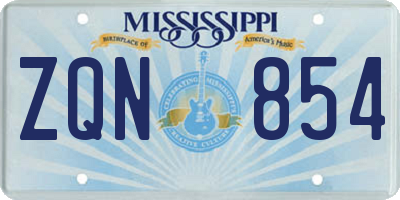MS license plate ZQN854
