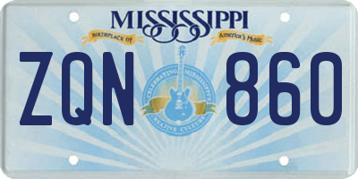 MS license plate ZQN860